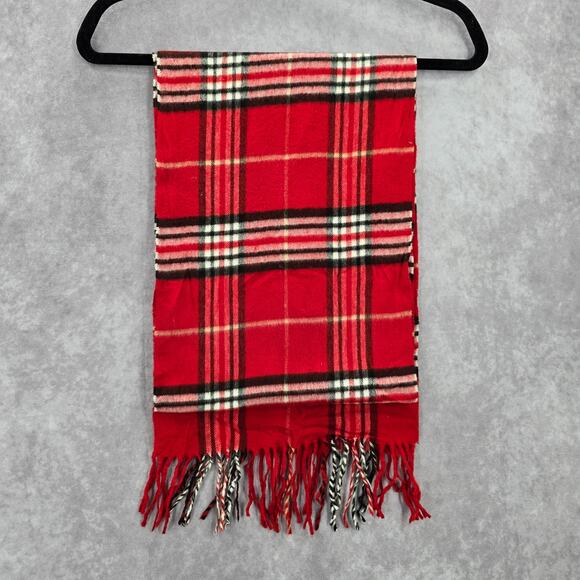 Cashmink Red Plaid Tartan Fringe Wrap Angela Pencil Patch Shawl Scarves Scarf - Picture 3 of 6